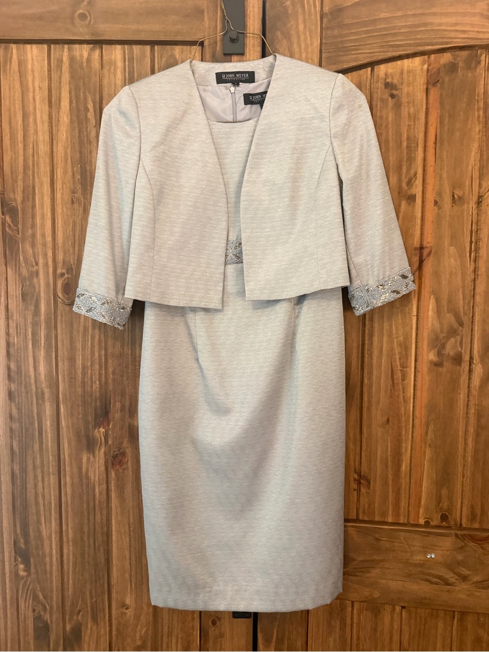 John Meyer Collection women’s dress and jacket set in silver